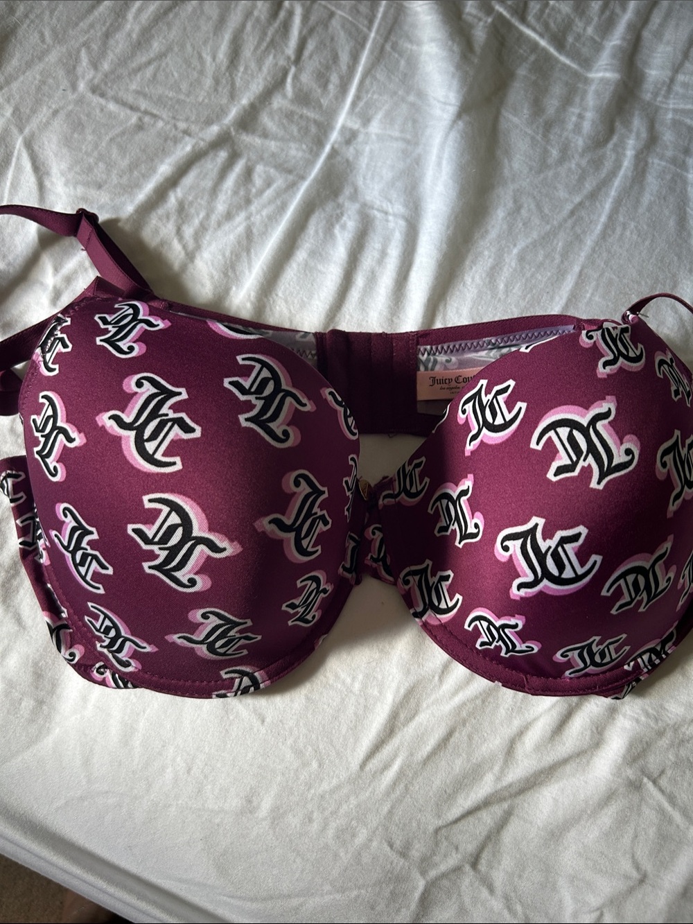 Juicy Couture Plum Logo Print Padded Underwire Bra